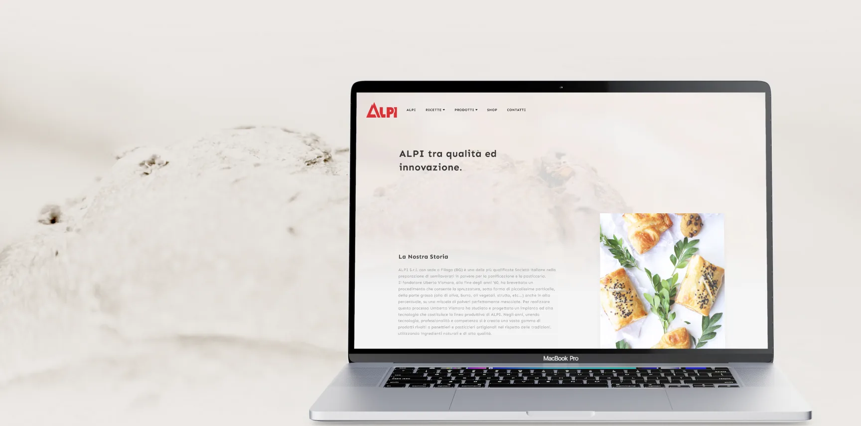 Materiale advertising per Alpi: strategia food B2B, shooting prodotto e comunicazione per semilavorati da forno