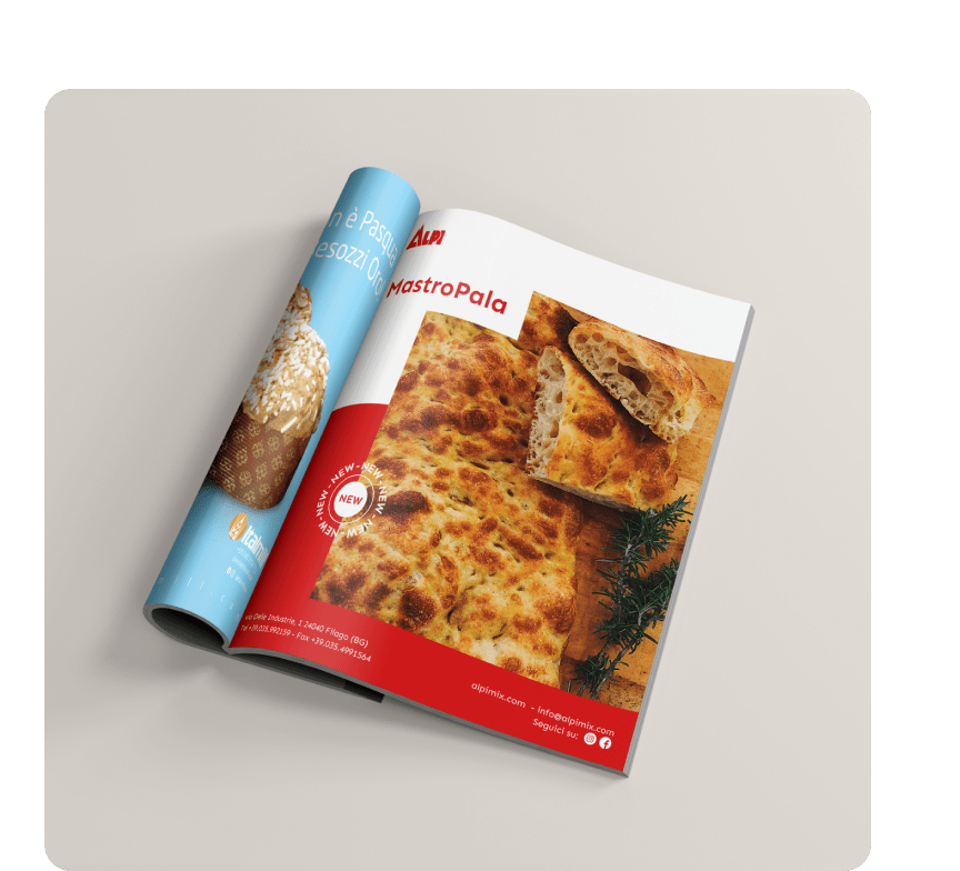 Elemento coordinato per Alpi: strategia food B2B, shooting prodotto e comunicazione per semilavorati da forno