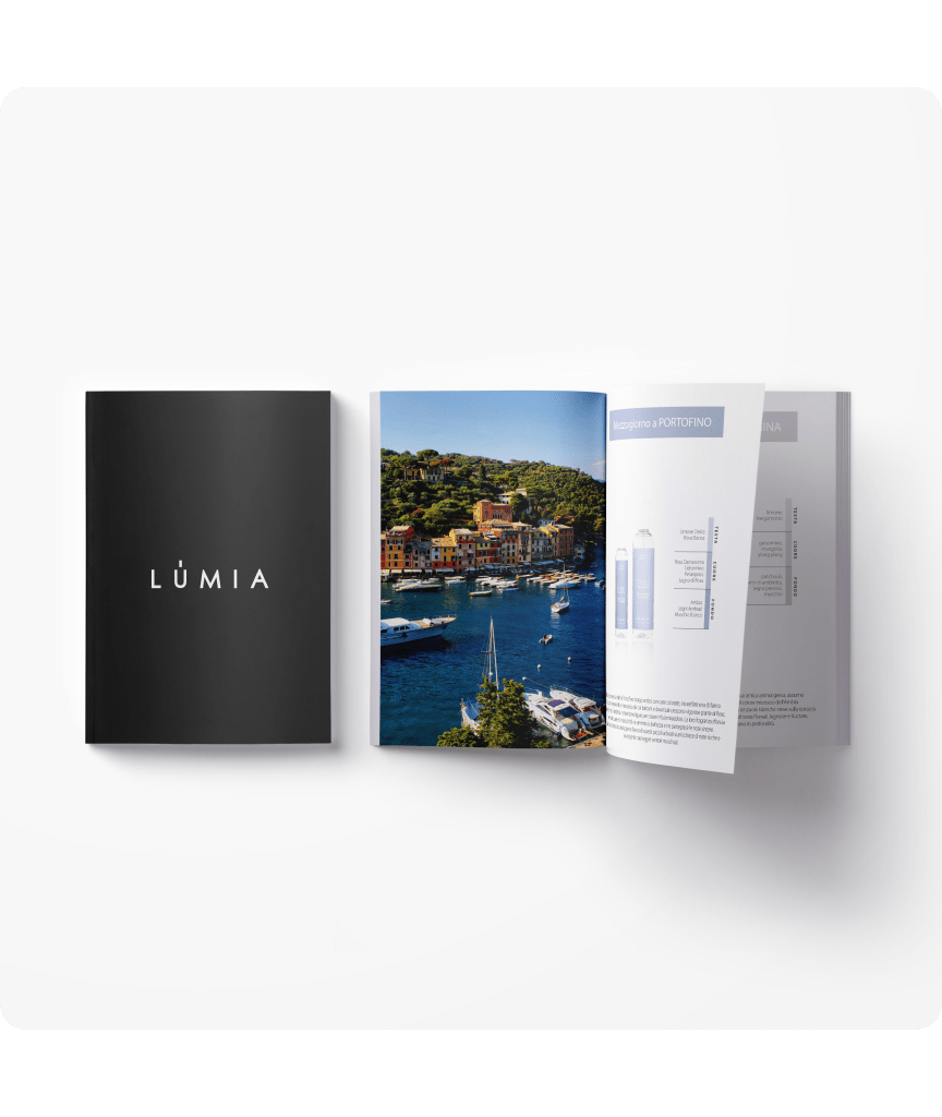 Spread editoriale per Lumia: art direction ed editorial design per collezioni home fragrance
