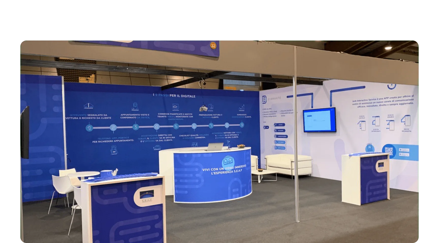 Fotografia dello stand Seap allestito in fiera