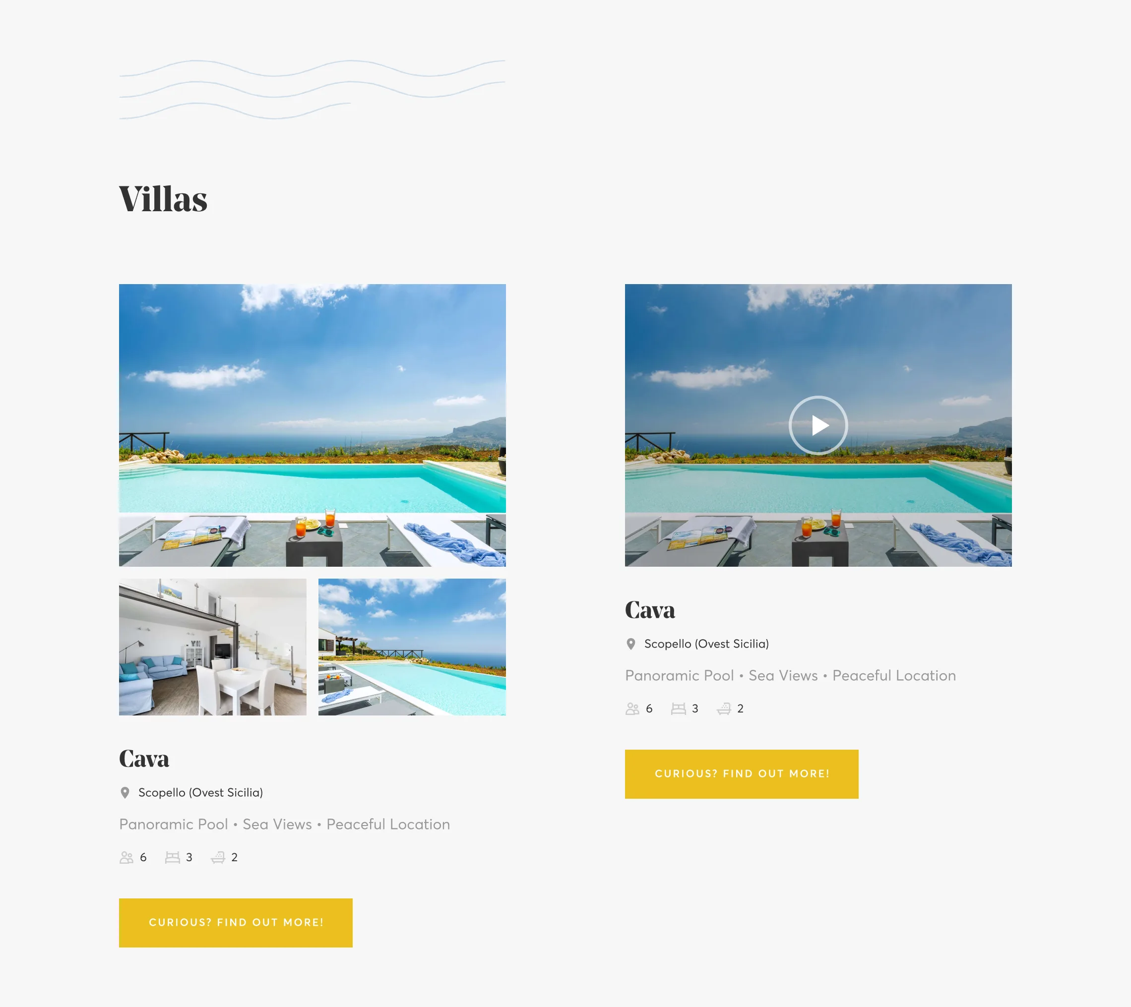 Newsletter Villatravellers con sezione Villas e card proprietà