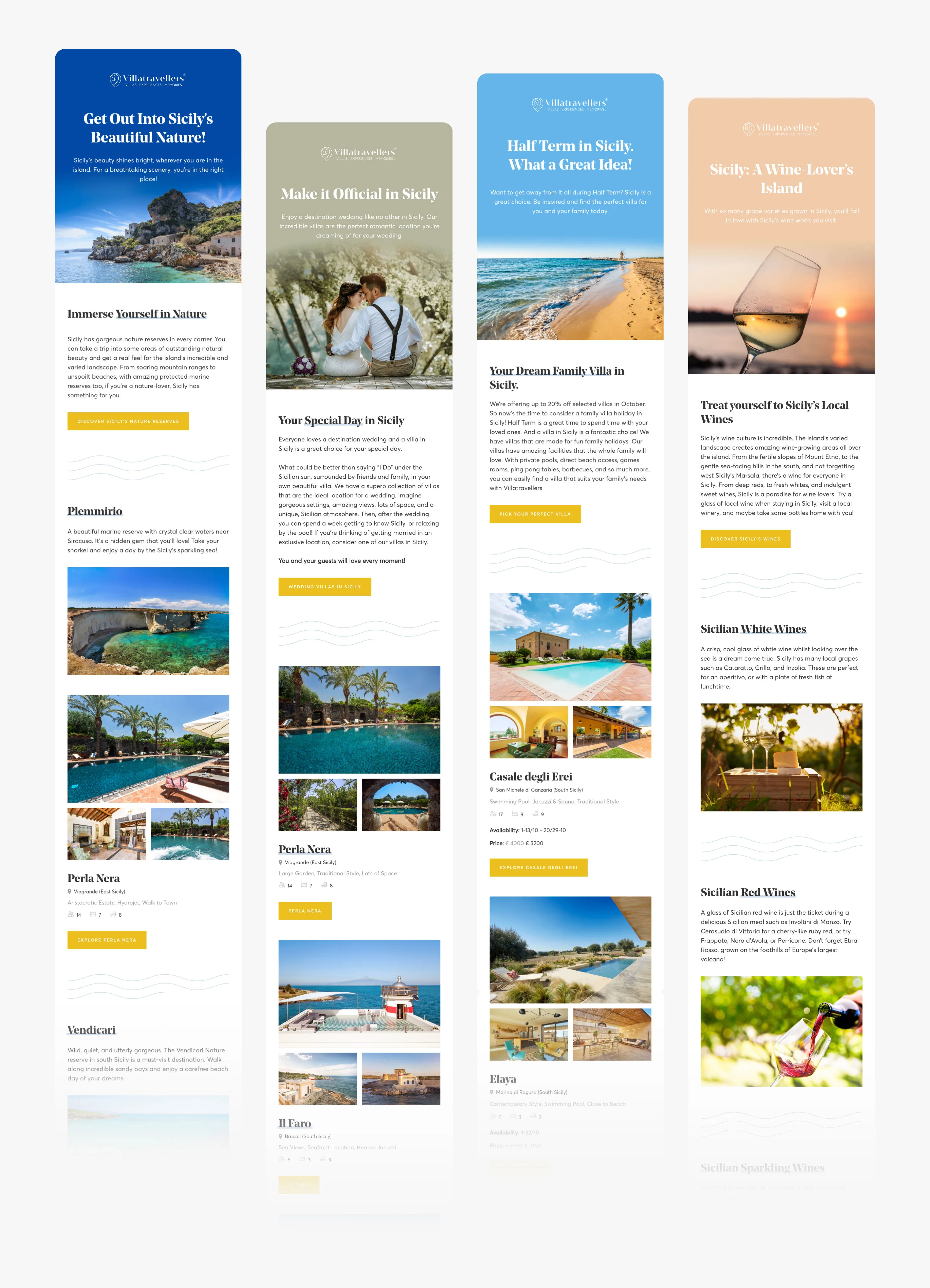 Newsletter Villatravellers dedicate a natura, matrimoni, ville per famiglie e vini di Sicilia