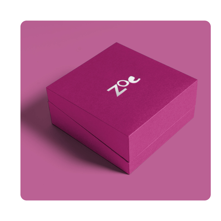 Dettaglio grafico per Zoe: brand identity, packaging e contenuti per beauty e lifestyle e‑commerce